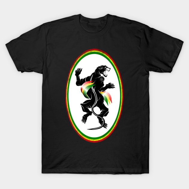 Panther Rastafarian Flag T-Shirt by mailboxdisco